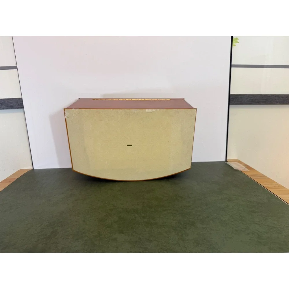 Large Wooden Jewelry Box Chest Locking Bow Front 2 Removable Trays Mirror Key